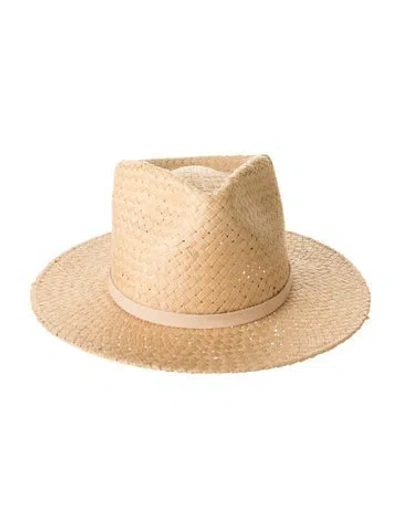 Pre-owned Janessa Leone Woven Straw Hat  W/tags In Neutrals