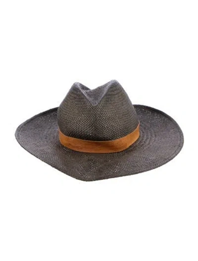 Pre-owned Janessa Leone Woven Summer Hat In Brown