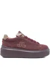 Janet & Janet 50mm Platform Leather Sneakers In Burgundy