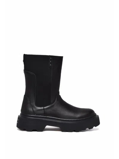Janet & Janet Black Rubber-blend Platform Ankle Boots