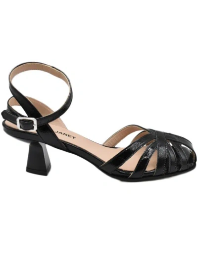 Janet & Janet Black Vernice Flat Shoes