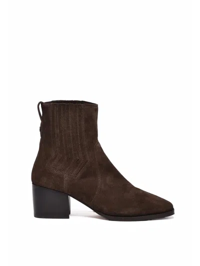 Janet & Janet Brown Suede Stitch Ankle Boots
