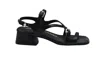 Janet & Janet Low Black Patent Leather Sandals With Elegant Straps In Black