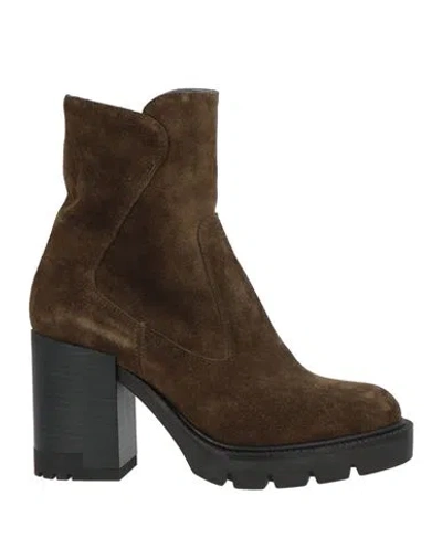Janet & Janet Woman Ankle Boots Dark Green Size 6 Leather
