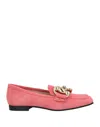Janet & Janet Woman Loafers Salmon Pink Size 6 Leather In Pink