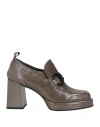 Janet & Janet Woman Loafers Taupe Size 10 Leather In Gray