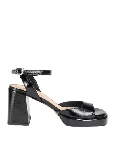Janet & Janet Woman Sandals Black Size 10 Textile Fibers