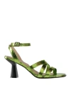 Janet & Janet Woman Sandals Green Size 6 Leather