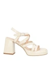 Janet & Janet Woman Sandals Ivory Size 5 Leather In White
