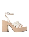 Janet & Janet Woman Sandals Off White Size 8 Leather In Off White