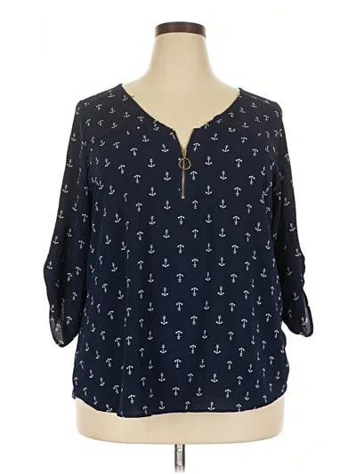 Pre-owned Janet Chung 3/4 Sleeve Blouse In Blue