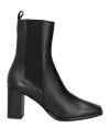 Janet & Janet Woman Ankle Boots Black Size 10 Leather, Elastic Fibres In Black