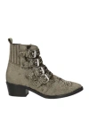 Janet & Janet Woman Ankle Boots Military Green Size 7 Textile Fibers In Green