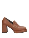 Janet & Janet Woman Loafers Camel Size 7 Calfskin In Beige