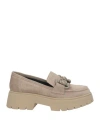 Janet & Janet Woman Loafers Taupe Size 10 Leather In Grey