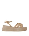 Janet & Janet Woman Sandals Beige Size 10 Leather