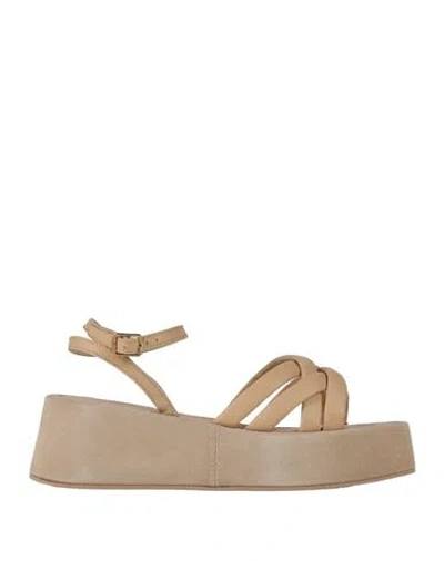 Janet & Janet Woman Sandals Beige Size 10 Leather In Beige