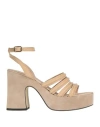 Janet & Janet Woman Sandals Beige Size 10 Leather