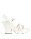 JANET & JANET JANET & JANET WOMAN SANDALS CREAM SIZE 8 SOFT LEATHER