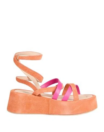 Janet & Janet Woman Sandals Salmon Pink Size 11 Leather