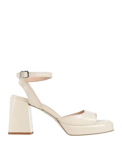 Janet & Janet Woman Sandals Ivory Size 7 Textile Fibers In White