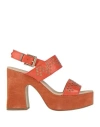 Janet & Janet Woman Sandals Orange Size 7 Leather In Orange
