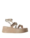 Janet & Janet Woman Sandals Platinum Size 8 Leather In Grey