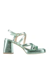 Janet & Janet Woman Sandals Light Green Size 8 Leather In Sage Green