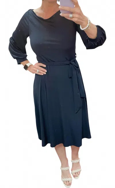 Janette Fashion Alice Midi Dress In Navy In Blue