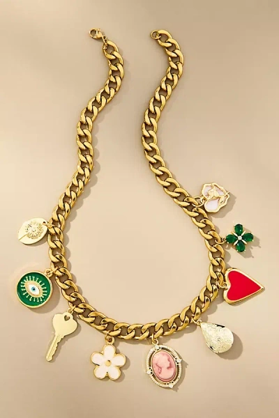 Janey Bee Jems Large Curb Chain One-of-a-kind Charm Necklace In Multi