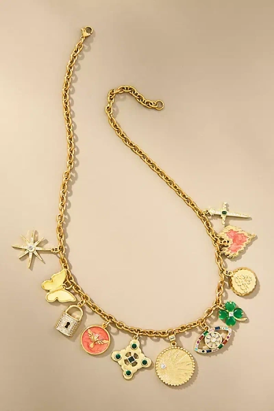 Janey Bee Jems Thick Rolo Chain One-of-a-kind Charm Necklace In Multi