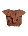 Janice Woman Top Brown Size 8 Cotton In Brown