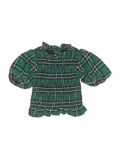 Pre-owned Janie And Jack Kids' 3/4 Sleeve Blouse In Green