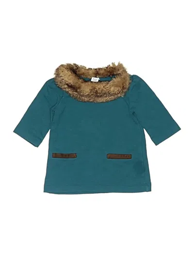 Pre-owned Janie And Jack Kids' 3/4 Sleeve Top Teal Tops In Blue