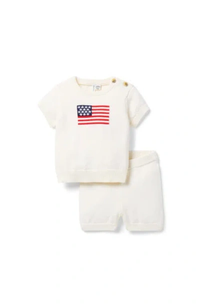 Janie And Jack Babies'  Americana Flag Sweater Short Set In White