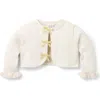 Janie And Jack Baby Bow Cropped Cardigan In White