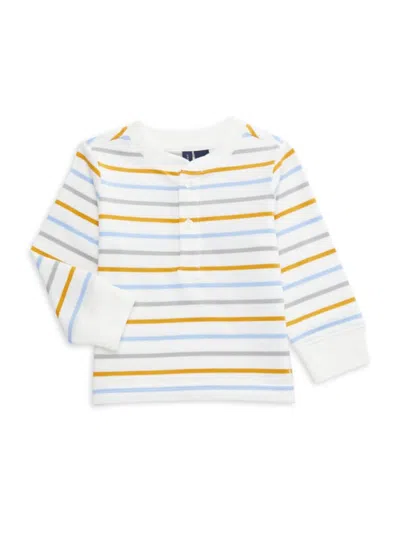 Janie And Jack Baby Boy's Striped Henley In Brown
