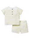 JANIE AND JACK BABY BOY'S STRIPED RIBBED HENLEY TOP & SHORTS SET