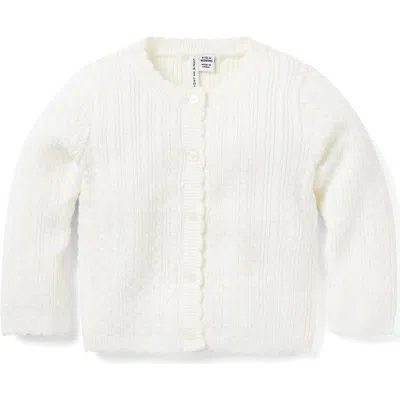 Janie And Jack Baby Cable Knit Cardigan In White