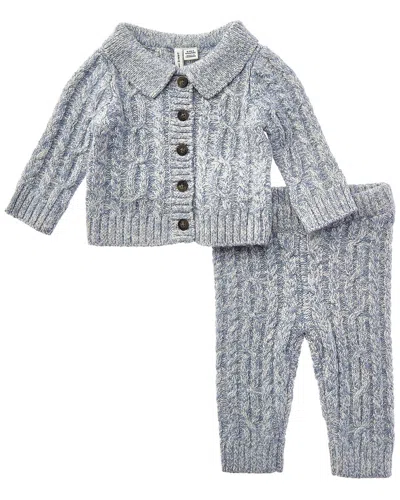 Janie And Jack Baby Cable Knit Collared Matching Set In Gray