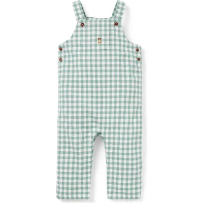 Janie And Jack Baby Gingham Dog Overall In Green