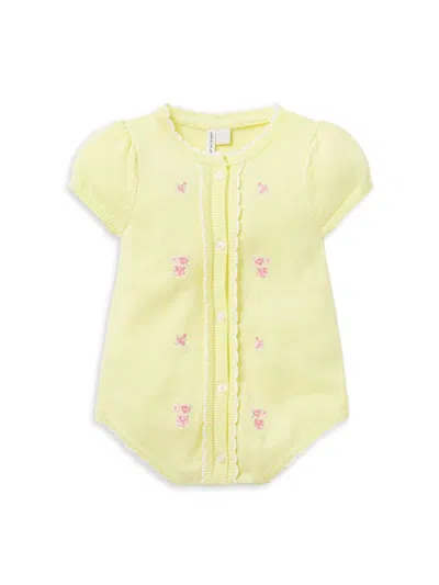 Janie And Jack Baby Girl's Embroidered Flower Romper In Yellow