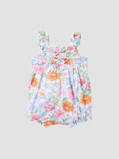 Janie And Jack Baby Girl's Floral Bow Romper In Multi
