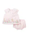 JANIE AND JACK BABY GIRL'S FLORAL BUNNY DRESS & BLOOMERS SET