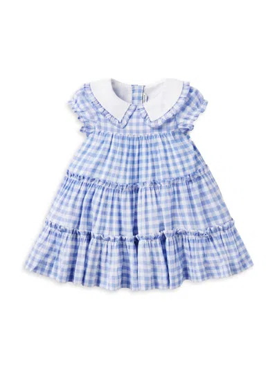 Janie And Jack Baby Girl's Gingham Collared Dress In Blue