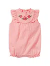 JANIE AND JACK BABY GIRL'S LINEN-COTTON EMBROIDERED FLORAL ROMPER