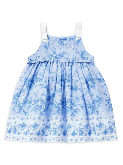 Janie And Jack Baby Girl's Ruffle-trim Floral Dress & Bloomers Set In Blue