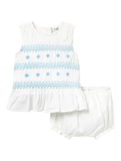 Janie And Jack Baby Girl's Smocked Peplum Top & Bloomers Set In White