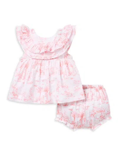 Janie And Jack Baby Girl's Toile De Jouy Safari Print Dress & Bloomers Set In Pink