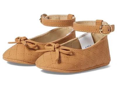 Janie And Jack Kids' Baby Quilted 100047130 Ballet Flat Brown Bow Detail Zogg1020 In Burgundy